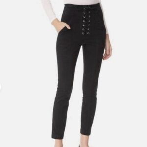 ALC Black Cotton Stretch Lace Up Kyle High Rise Trouser.